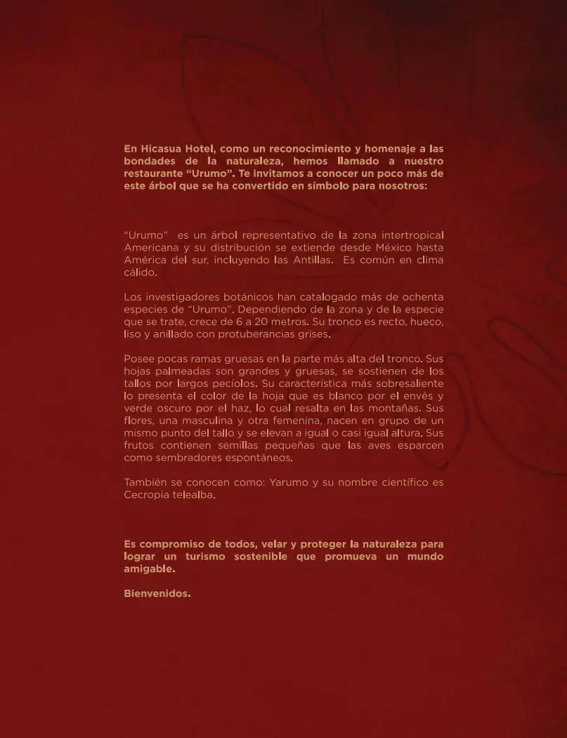 Restaurante Urumo Hotel Hicasua Menu Historia
